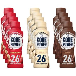 fairlife core power 26g protein milk shakes variety pack, ready to drink for workout recovery, 14 fl oz - (12 - pack)