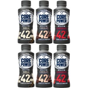 Fairlife Core Power Elite High Protein Shake Variety, (14oz Bottles, Pack of 6) with Bay Area Marketplace Napkins