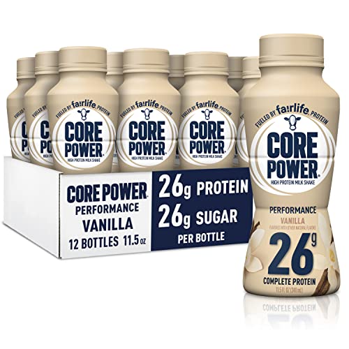 Core Power Protein Shakes (26g), Vanilla, No Artificial Sweeteners, Ready To Drink for Workout Recovery, 11.5 Fl Oz (Pack of 12), Packaging May vary