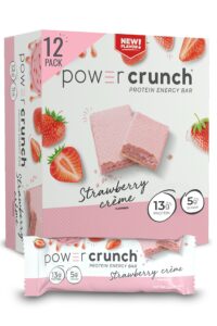 power crunch protein wafer bars, high protein snacks with delicious taste, strawberry crème, 1.4 ounce (12 count)