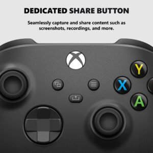 Microsoft Xbox Wireless Controller Carbon Black - Wireless & Bluetooth Connectivity - New Hybrid D-pad - New Share Button - Featuring Textured Grip - Easily Pair & Switch Between Devices