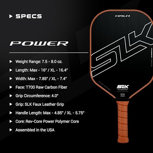 2024 Selkirk SLK Halo Control & Halo Power Pickleball Paddle | Raw Carbon Fiber Pickleball Paddle with a Rev-Core Power Polymer Core | The Pickleball Paddle Designed for Ultimate Spin & Consistency