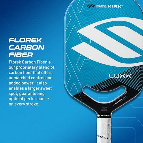 Selkirk LUXX Control Pickleball Paddle | Florek Carbon Fiber Pickleball Paddle with a Polypropylene X7 Core | The Pickle Ball Paddle Designed for Ultimate Power & Control | Invikta Blue