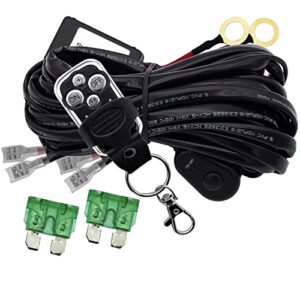 led lights bar wireless remote control wiring harness kit 2 leads 12v on-off switch power relay blade fuse 14awg core cable wiring harness kit fit for led driving lights bar work auxiliary lights