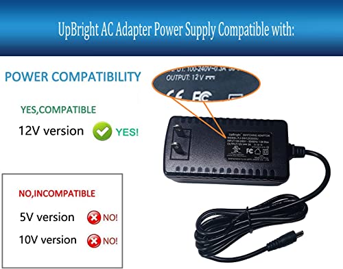 UpBright 12V UL AC/DC Adapter Compatible with Core Innovations CLT1164 CLT1164BL CLT1164BU 11”HD Touchscreen CLT136401 CLT136401SL CLT136401BL 14" Wind10 S Power Supply Battery Charger (NOT for 5V)