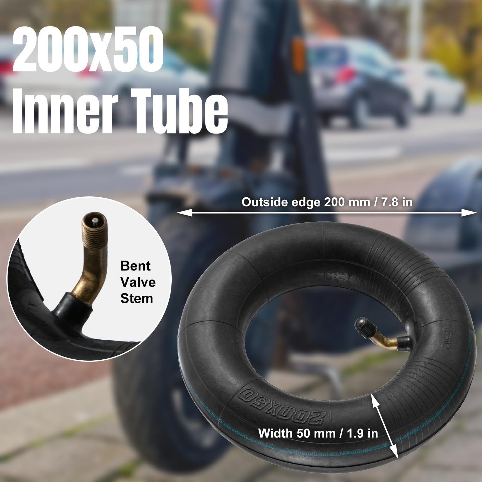 200x50" Replacement Tire Inner Tubes, 2 Pack Heavy Duty Electric Scooter Tire Inner Tube Compatible with Razor E100, E150, E200, Power Core E100, Dune Buggy, ePunk, Crazy Cart, PowerRider 360, eSpark