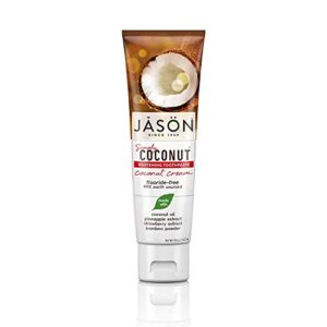 jason simply coconut whitening fluoride-free toothpaste, coconut cream, 4.2 oz