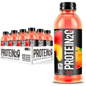 protein2o 15g whey protein infused water, peach mango, 16.9 oz bottle (pack of 12)