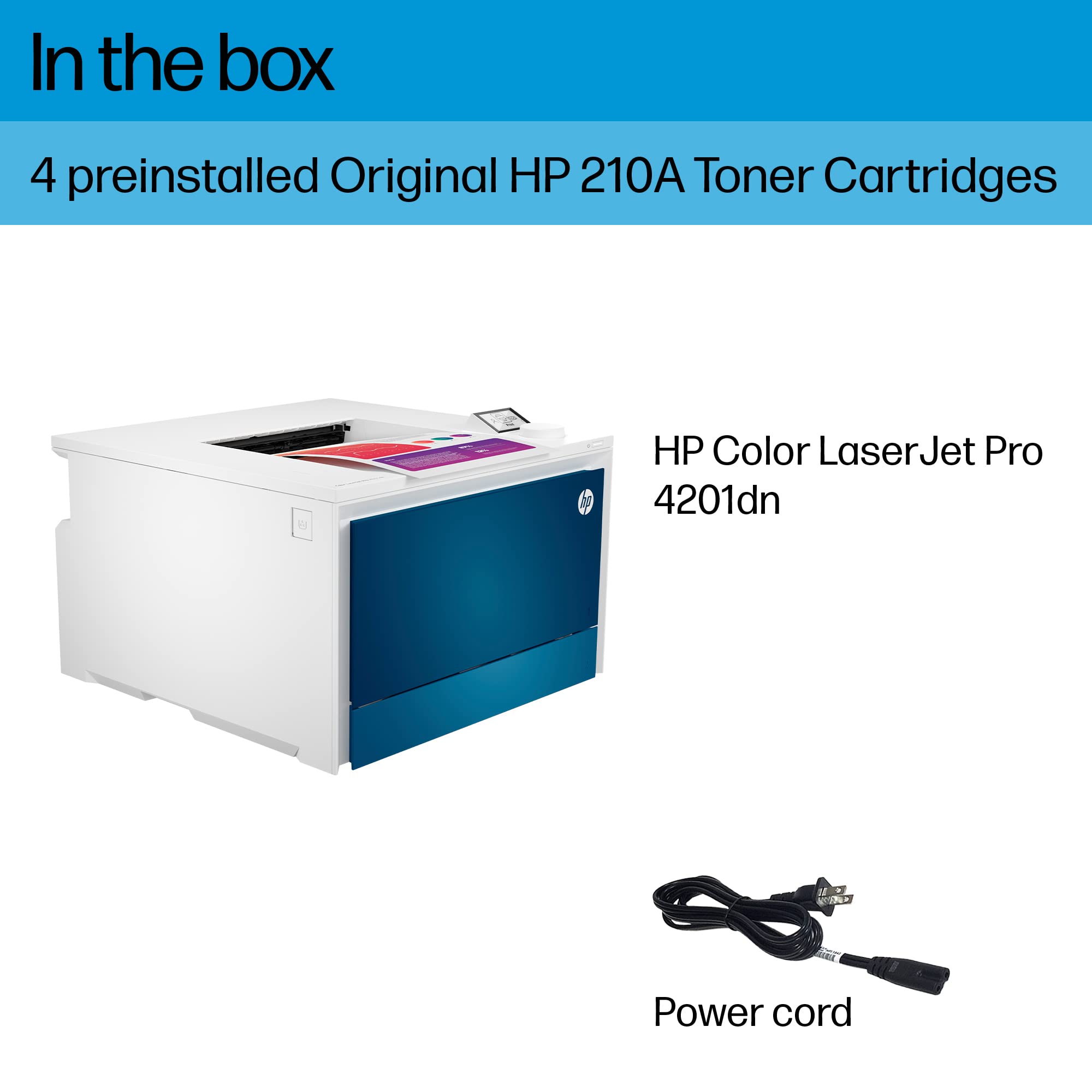 HP Color LaserJet Pro 4201dn Printer, Print, Fast speeds, Easy setup, Mobile printing, Advanced security, Best-for-small teams,white