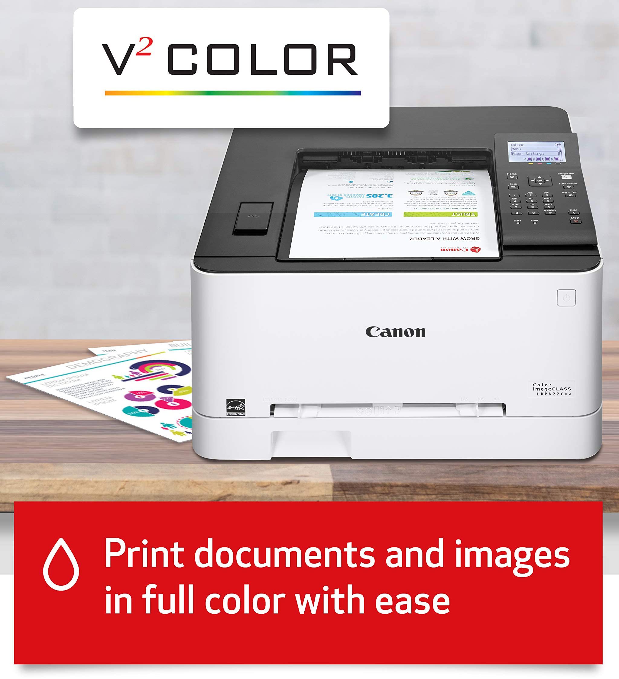 Canon Color imageCLASS LBP622Cdw Wireless Single-Function Laser Printer - Print only - 5-line LCD, 22 ppm, 600 x 600 dpi, 1GB Memory, Auto 2-Sided Printing, 8.5 x 14, USB, Ethernet