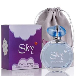 novoglow sky for women - 3.3 fl oz eau de parfum spray - long-lasting fruity floral & woody scents smell sweet & feminine all day includes carrying pouch lovely gift for women on all occasions