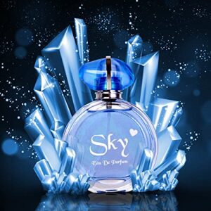 NovoGlow Sky for Women - 3.3 Fl Oz Eau De Parfum Spray - Long-Lasting Fruity Floral & Woody Scents Smell Sweet & Feminine All Day Includes Carrying Pouch Lovely Gift for Women on All Occasions