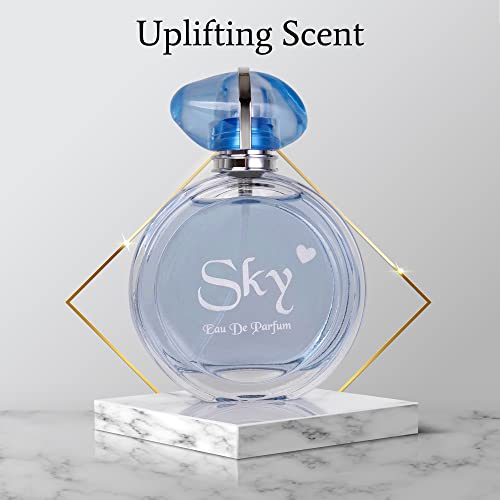 NovoGlow Sky for Women - 3.3 Fl Oz Eau De Parfum Spray - Long-Lasting Fruity Floral & Woody Scents Smell Sweet & Feminine All Day Includes Carrying Pouch Lovely Gift for Women on All Occasions