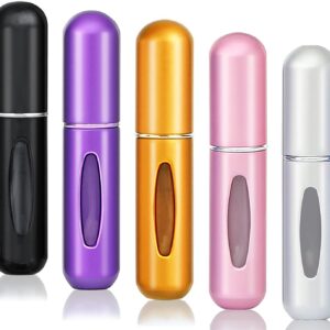 Portable Mini Refillable Perfume Atomizer Bottle Refillable Spray, pocket perfume dispenser,Scent Pump Case,Empty Perfume Bottles for Travel and Outgoing 5 sets of 5ml /0.2oz