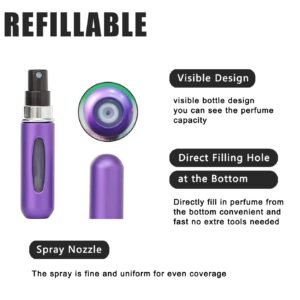 Portable Mini Refillable Perfume Atomizer Bottle Refillable Spray, pocket perfume dispenser,Scent Pump Case,Empty Perfume Bottles for Travel and Outgoing 5 sets of 5ml /0.2oz