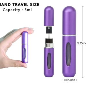 Portable Mini Refillable Perfume Atomizer Bottle Refillable Spray, pocket perfume dispenser,Scent Pump Case,Empty Perfume Bottles for Travel and Outgoing 5 sets of 5ml /0.2oz