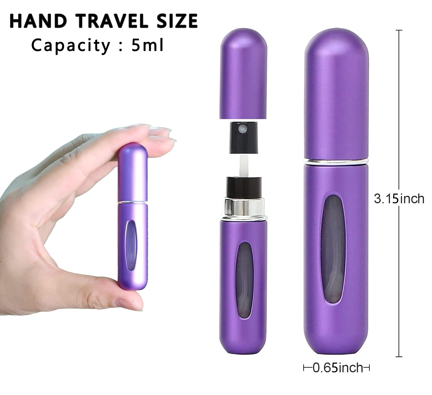 Portable Mini Refillable Perfume Atomizer Bottle Refillable Spray, pocket perfume dispenser,Scent Pump Case,Empty Perfume Bottles for Travel and Outgoing 5 sets of 5ml /0.2oz