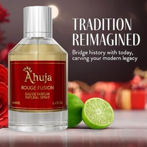 AHUJA Rouge Fusion Unisex Eau De Parfum 3.4 fl oz - Vanilla Perfume W/Bold Citrus Scents & Allure Of Roses, Geraniums, & Pine - Sophisticated Scents