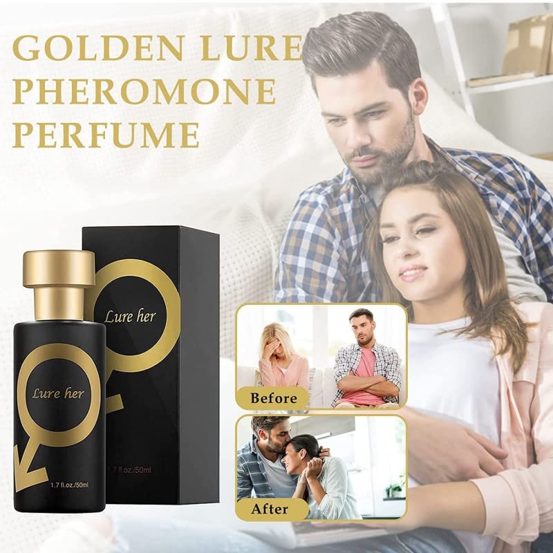 MQQ Lure Her Perfume para hombres, Colonia de feromonas doradas para hombres Atraer mujeres, Romantic Glitter Perfume, 1.0 Count