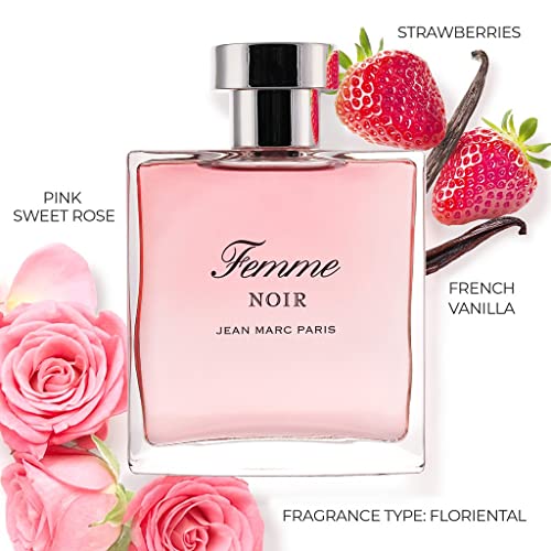 Jean Marc Paris Femme Noir Eau de Parfum Spray 100ml, Women's Floriental Perfume, 3.4 fl. oz, notes of Strawberries, Sweet Pink Rose, and Vanilla