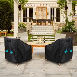 VARIETYFACE Outdoor Furniture Covers,Patio Chair Covers Waterproof, Lawn Furniture Covers Outdoor Fits up to 36W x 37D x 36H inches 2 Pack Black