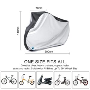 Bike Cover, Waterproof Outdoor Bicycle Cover with Lock Hole for Mountain Road Bikes XL