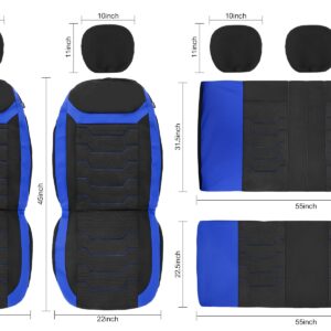 CAROMOP Breathable Car Seat Covers Full Seats,3D Air Mesh Cloth Seat Covers for Cars, Split Bench Compatible Car Interior Covers, Universal Fit Most Car Sedan Truck SUV(Black/Blue)