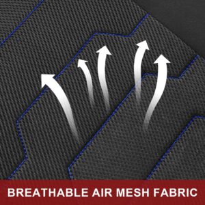 CAROMOP Breathable Car Seat Covers Full Seats,3D Air Mesh Cloth Seat Covers for Cars, Split Bench Compatible Car Interior Covers, Universal Fit Most Car Sedan Truck SUV(Black/Blue)