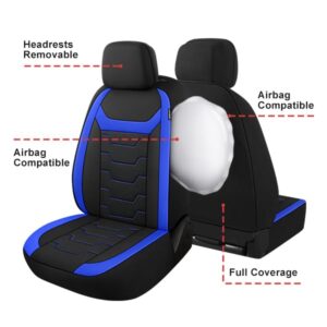 CAROMOP Breathable Car Seat Covers Full Seats,3D Air Mesh Cloth Seat Covers for Cars, Split Bench Compatible Car Interior Covers, Universal Fit Most Car Sedan Truck SUV(Black/Blue)