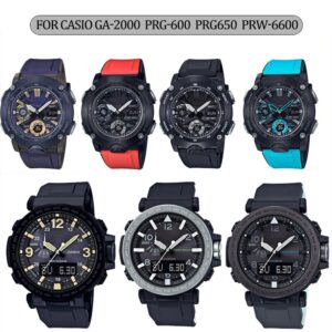 Resin Watch Band Compatible with Casio PRG-600 PRW6600 PRG-650Y Men's Rubber Sport Waterproof Strap Replacement For Pro Trek GA2000 Bracelet Watch Accessories