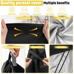 Patio Umbrella Covers for Outdoor Umbrellas Waterproof Patio Umbrella Cover for 9ft to 12ft Outdoor Umbrellas, Durable Heavy Duty Garden Market Parasol Umbrella with Zipper & Cover Storage Bag, Black