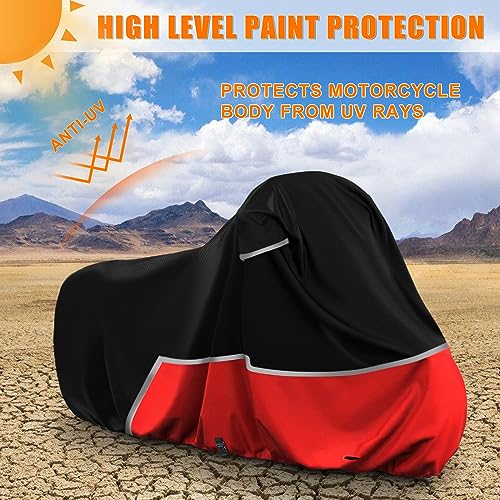 Waterproof Motorcycle Cover Replace for Harley Davidson Sport Models, 420D Oxford Cloth Nightster, Sportster Motorcycle Cover with Reflective Strips for Snow Rain Dust Hail Protection