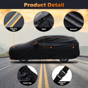 FHN Waterproof Car Cover with Door Zipper for Honda CRV 1997-2023, Toyota RAV4 1996-2023, All Weather Outdoor Full Exterior Covers for Rain, Sun, Wind Protection