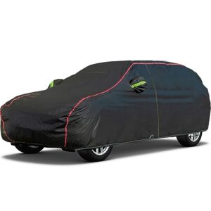 auqdd 6-layers peva new material sedan suv full padded car cover waterproof all weather weatherproof uv sun protection snow dust storm resistant outdoor exterior custom form-fit straps 214"-232" black