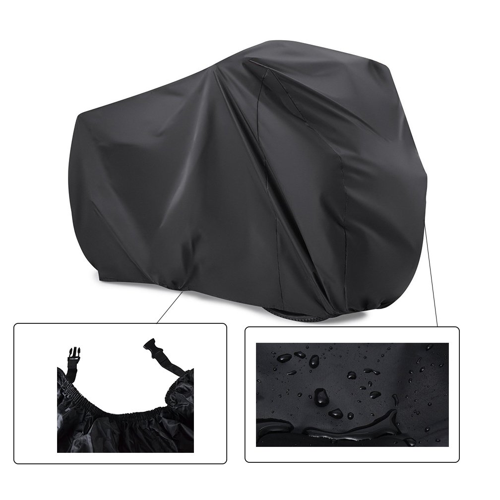 Viaky Bicycle Cover for Two Bikes, Mountain Road Bike Rain Cover with Lock Hole Outdoor Waterproof and Anti Dust Rain Sun UV Protection (Black)