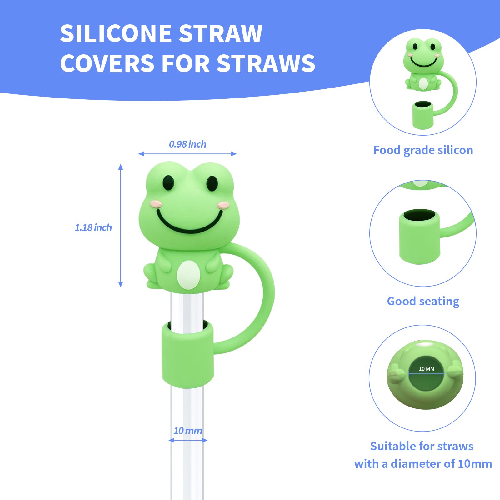 5Pcs 0.4In Animals Straw Cover for Stanley Cup,Food Grade Silicone Stanley Straw Topper Compatible with Stanley 30&40 Oz Tumbler with Handle,Reusable Stanley Cup Straw Cover (5Pc animals straw cover)