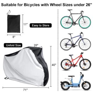 Bike Cover Outdoor Storage Waterproof Bicycle Cover Rain Sun UV Snow Dust Wind Proof Bicycle Covers- Foldable Bike Storage Bag with Anti-theft Lock Hole for Mountain Bike and Road Bike Covers