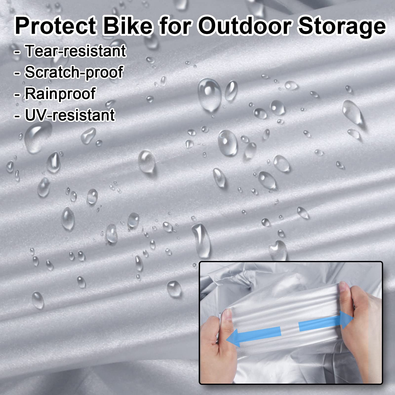 Bike Cover Outdoor Storage Waterproof Bicycle Cover Rain Sun UV Snow Dust Wind Proof Bicycle Covers- Foldable Bike Storage Bag with Anti-theft Lock Hole for Mountain Bike and Road Bike Covers