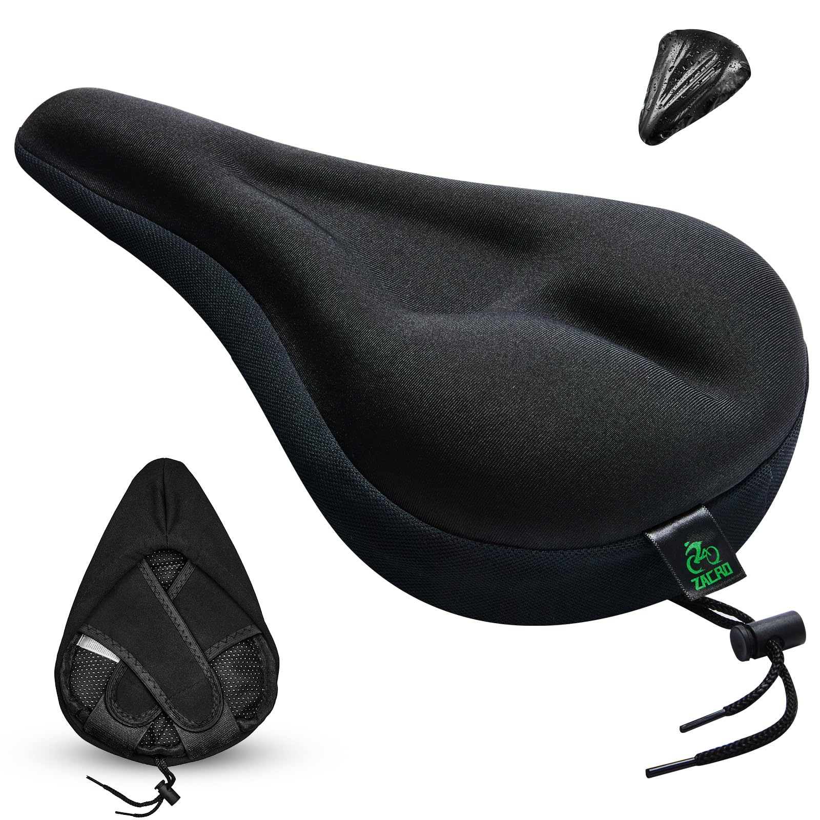 Zacro Bike Seat Cushion - Gel Padded Bike Seat Cover for Men Women Comfort, Extra Soft Exercise Bicycle Saddle Compatible with Peloton, Stationary Spin Cycling Bike, Outdoor & Indoor (11 x 7in)