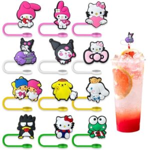 anime straw covers cap for cup straw accessories, cartoon straw protectors tips cover for reusable drinking straws (12)