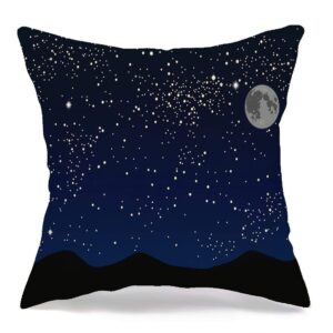 decorative linen square throw pillow cover alpinism trek space galaxy tourism mountains sky mountain dark deep design travel infinity science soft cushion pillowcase case for bed chair 18 x 18 inch