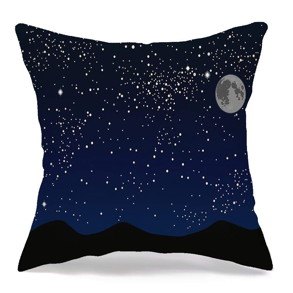 Decorative Linen Square Throw Pillow Cover Alpinism Trek Space Galaxy Tourism Mountains Sky Mountain Dark Deep Design Travel Infinity Science Soft Cushion Pillowcase Case for Bed Chair 18 x 18 Inch