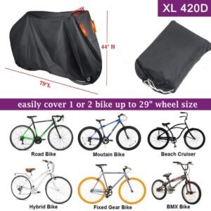 Indeed BUY Bike Cover for 1, 2 or 3 Bikes Waterproof Bicycle Cover Outdoor Bike Storage Covers XL XXL 420D Heavy Duty Rain Sun UV Wind Proof for Mountain Road Electric Bike etc