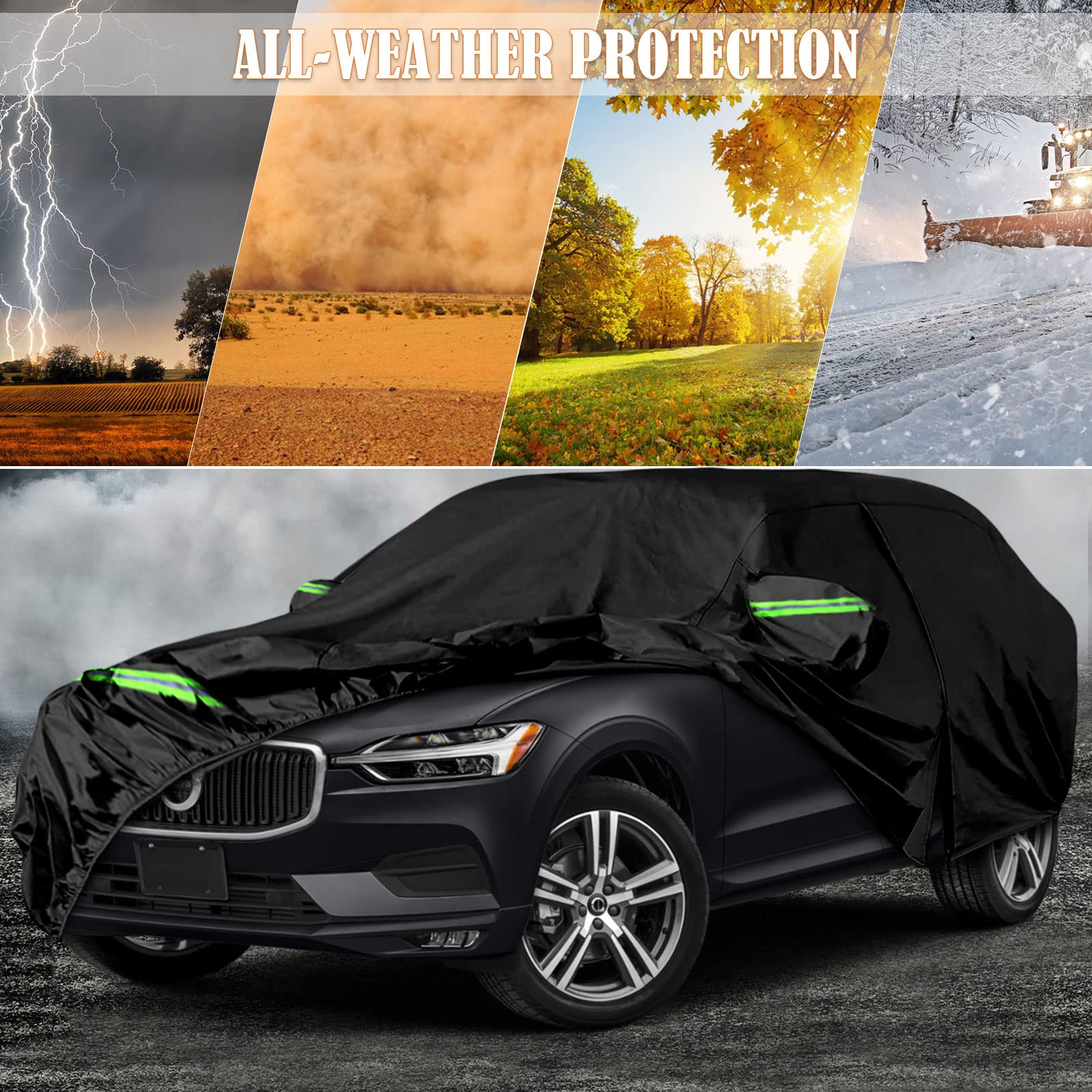 Waterproof Car Covers Replace for 2008-2024 Volvo XC60, 6 Layers All Weather Custom-fit Car Cover with Zipper Door & Windproof Bands for Snow Rain Dust Hail Protection (XC60)