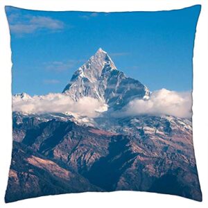 LESGAULEST Throw Pillow Cover (24x24 inch) - Mountain Himalaya Nepal Trekking Trek Fishtail