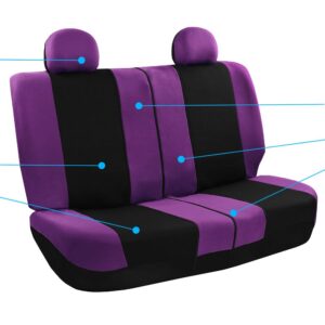 FH Group Car Seat Covers Front Set and Rear Split Function with Steering Wheel Cover and Seat Belt Pads Combo Set Purple Seat Covers– Interior Accessories Universal Fit for Cars Trucks & SUVs