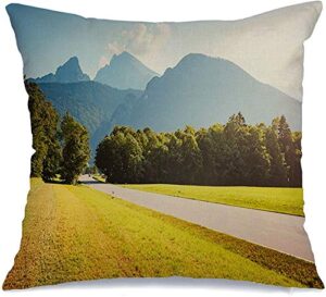 pillow cover trek green sky scenic surroundings near konigsee lake wonderful nature blue parks sunny adventure soft linen decorative square throw pillow cover 18x18 inch for couch car decoration