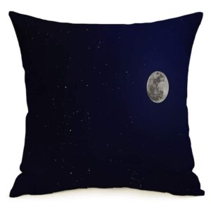 decorative linen throw pillow cover trek moon constellations astronomy black sky nature design white planet darkness blue travel space comfortabel cushion covers 18 x 18 inches for couch chair