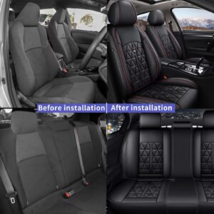 DISUTOGO Car Seat Covers Fit for Subaru Crosstrek 2016-2023 2024 Seat Covers Full Set 5 Seats Faux Leather Waterproof Seat Cushion Vehicle Protector Airbag Compatible Black