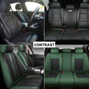 BLINGBEAR Full Coverage Faux Leather Car Seat Covers Full Set Fit for Cars Trucks Sedans SUVs in Auto Interior Accessories (Green)